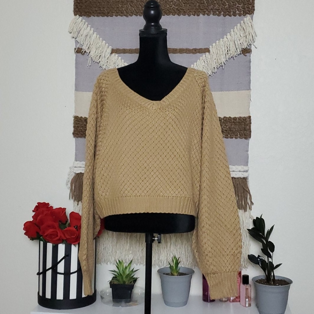 Off shoulder knit sweater